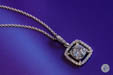 Cushion Cut Diamond Pendant with a Diamond Halo and Chain